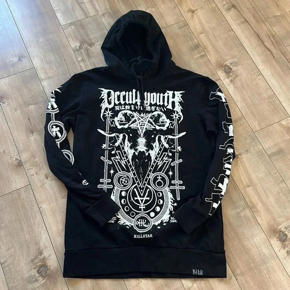 Killstar Occult Youth Satanic Gothic Punk Baphomet Pullover Hoodie Sz M - Picture 4 of 11